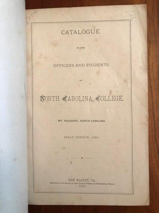 1884 Catalogue of North Carolina College, Mount Pleasant, North Carolina