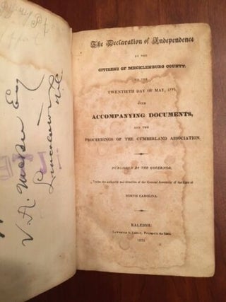 Sammelband of 23 North Carolina History Pamphlets, 1831-1841, including topics including Railroads, Schools and the Mecklenburg Declaration of Independence.