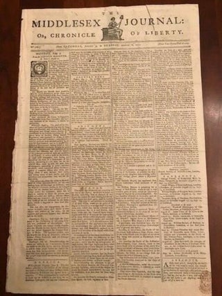 Item #100093 1771 Newspaper w/ Account of Battle of Regulators NORTH CAROLINA Governor TRYON