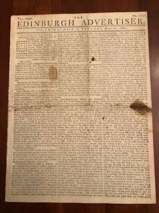 Item #100094 Battle Guilford Courthouse Revolutionary War 1781 Edinburgh Advertiser Newspaper
