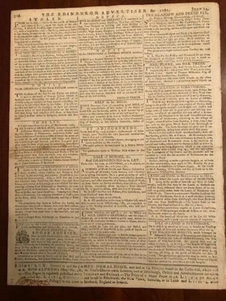 Battle Guilford Courthouse Revolutionary War 1781 Edinburgh Advertiser Newspaper