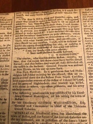1776 Revolutionary War Edinburgh Newspaper G. WASHINGTON Boston Battle Accounts