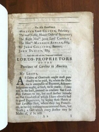 THE HISTORY OF CAROLINA, CONTAINING THE EXACT DESCRIPTION AND NATURAL HISTORY OF THAT COUNTRY, TOGETHER WITH THE PRESENT STATE THEREOF AND A JOURNAL OF A THOUSAND MILES TRAVELED THROUGH SEVERAL NATIONS OF INDIANS, GIVING A PARTICULAR ACCOUNT OF THEIR CUSTOMS, MANNERS, &c., &c.