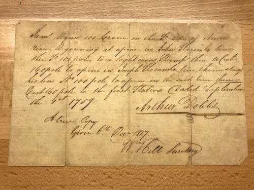 Item #100116 1759 Land Grant SIGNED by Arthur Dobbs, Royal Governor of NORTH CAROLINA, Craven County. Arthur Dobbs.