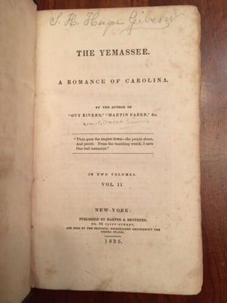 THE YEMASSEE. A Romance of Carolina. Complete Two-Volume Set.