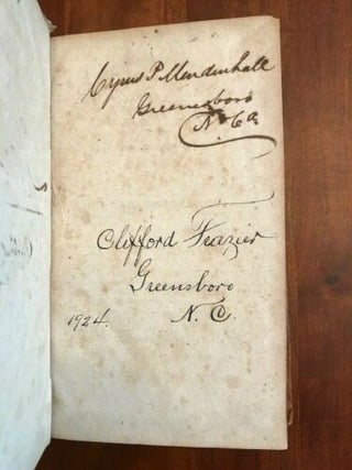 1805 Noth Carolina Law Book SIGNED by Cyrus Mendenhall, Founder Greensboro Female Academy, now Greensboro College
