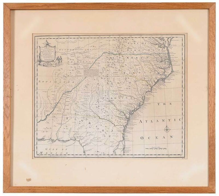 Item #100145 A New & Accurate Map of the Provinces of North & South Carolina, Georgia, & Florda. drawn from late surveys and regulated by Astronl. Observatns. Emmanuel Bowen.