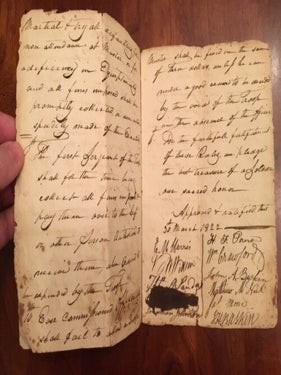 1822 Manuscript North Carolina Rocky River Cavalry SIGNED by Two Kings Mountain Revolutionary War Battle Veterans