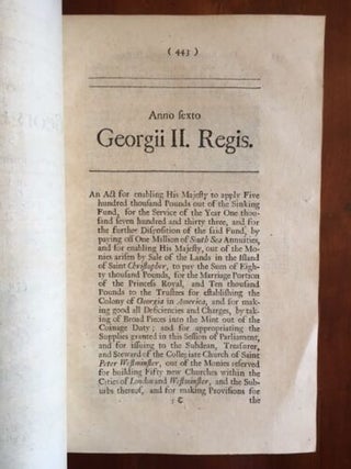 1733 Establishment of Colony of GEORGIA in America, Last Original Colonies.