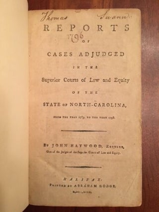 Item #100182 Reports of cases adjudged in the superior courts of law and equity of the state of...