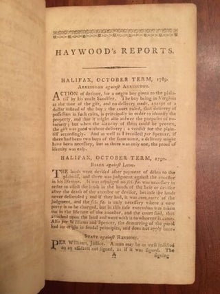 Reports of cases adjudged in the superior courts of law and equity of the state of North Carolina, from the year 1789, to the year 1798