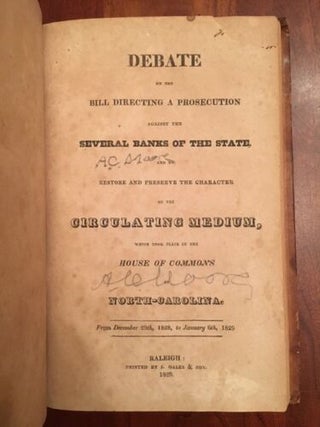 Two 1822/1829 Raleigh North Carolina Pamphlets, on the Convention Question and regarding State Banks