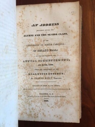 Sammelband of 21 North Carolina University History Pamphlets, 1832-1841
