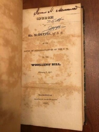 Lot of 4 States Rights Pamphlets bound together and signed by South Carolina Governor and U.S. Legislator, James Henry Hammond.
