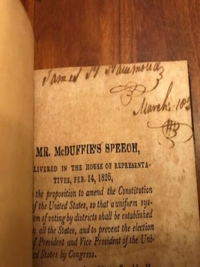 Lot of 4 States Rights Pamphlets bound together and signed by South Carolina Governor and U.S. Legislator, James Henry Hammond.