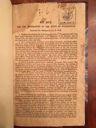 Acts for the Regulation of the Town of Wilmington (N.C.)