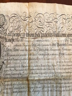 1773 King George III Commission, Henry Sixsmith, Boatman, Kingdom IRELAND Vellum