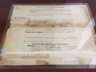Item #100259 1824 SOUTH CAROLINA Land Grant SIGNED by SC Governor John Lyde WILSON to Jonathan WARD