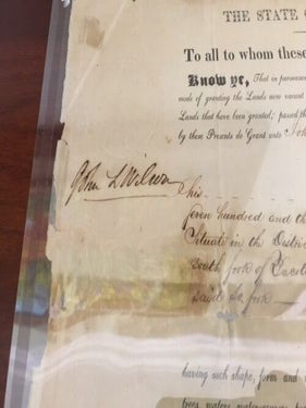 1824 SOUTH CAROLINA Land Grant SIGNED by SC Governor John Lyde WILSON to Jonathan WARD