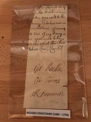Item #100278 Rare Early Document with Signature of Richard Edgecombe, Colonial NORTH CAROLINA...