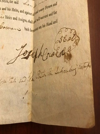 Item #100298 1812 Burke County North Carolina Land Indenture Agreement SIGNED by Joseph Cowan, a...