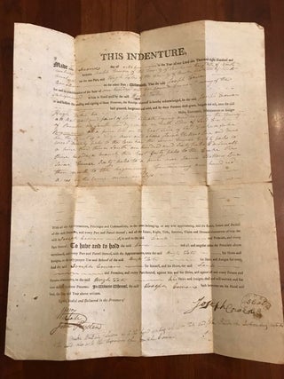 1812 Burke County North Carolina Land Indenture Agreement SIGNED by Joseph Cowan, a Soldier present at the Battle of Ramsour's Mill.