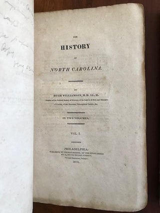 A History of North Carolina. Two Volume Set in Original Publisher's Blue Boards