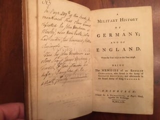 Item #100333 A MILITARY HISTORY OF GERMANY; AND OF ENGLAND. FROM THE YEAR 1631 TO THE YEAR 1648....