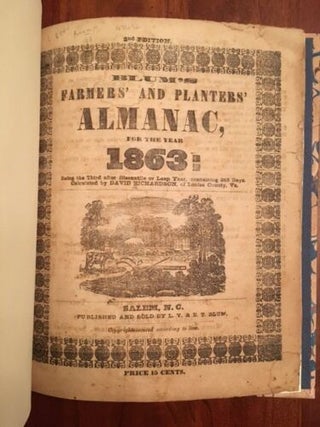 Item #100375 Blum's farmers' and planters' almanac, for the year 1863: being the third after...