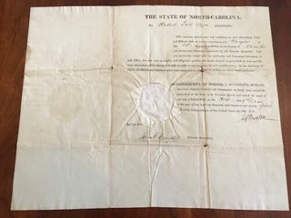 1825 State of North Carolina Commission of Robert Tate as