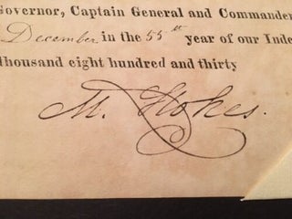 Item #100437 1830 North Carolina Land Grant Gov Montfort STOKES Catawba River Wilkes, Indians