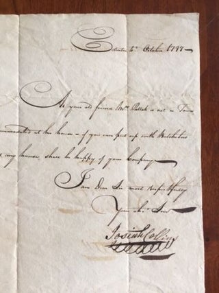 1797 Josiah COLLINS Letter, Edenton, NORTH CAROLINA Merchant, Federalist NC