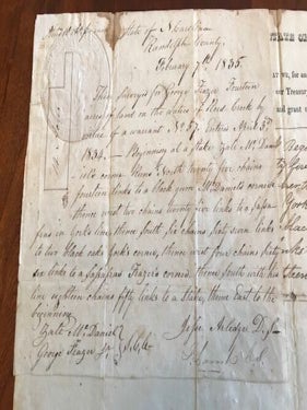 1835 Randolph County NORTH CAROLINA, Frazier Family Land Grant, SIGNED Gov SWAIN