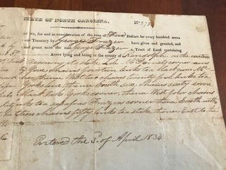 1835 Randolph County NORTH CAROLINA, Frazier Family Land Grant, SIGNED Gov SWAIN