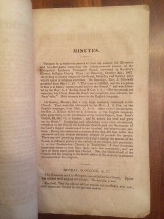 Report of the Proceedings of the Twenty-seventh Session, of the Evan. Lutheran Tenn. Synod held in Buehler's Church, Sullivan Co., Tenn. From the 2d to the 7th October, 1847.