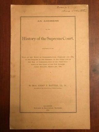 Item #100504 An Address on the History of the Supreme Court, Delivered in the Hall of the House...