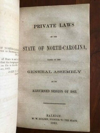 Lot of 4 Confederate Imprints, 1863-1864 Adjourned Sessions, North Carolina Laws
