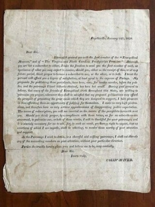 Item #100517 Small Broadside Announcing the First Number of the "Evangelical Mission" and of "The...