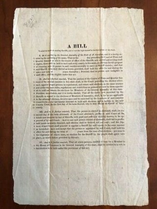 Item #100520 A Bill to Alter the Mode of Electing Sheriffs, and to Vest the Right Thereof in the...