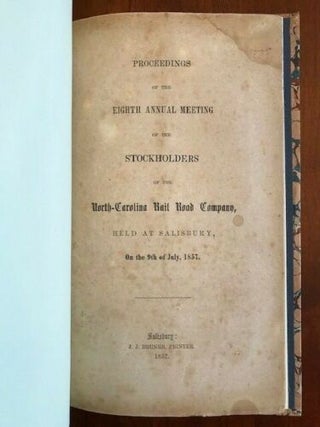Item #100536 Proceedings of the Eighth Annual Meeting of the Stockholders of the North Carolina...