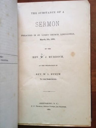 Sammelband of 14 Religious & Theology Pamphlets, 1873-1892, mostly North Carolina interest.