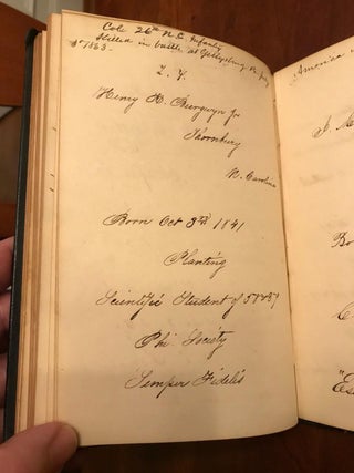 Autograph Album of University of North Carolina (Chapel Hill) Students, 1858-1860. Including Future Civil War Confederate Soldiers, Robert Johnston, Henry K. Burgwyn and many more...