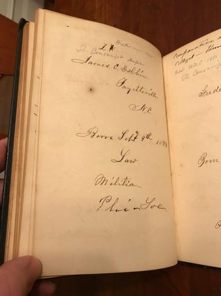 Autograph Album of University of North Carolina (Chapel Hill) Students, 1858-1860. Including Future Civil War Confederate Soldiers, Robert Johnston, Henry K. Burgwyn and many more...