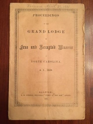 Item #100735 Proceedings of the Grand Lodge of Free and Accepted Masons of North Carolina, A.L. 5860