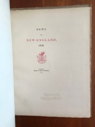 Item #100791 News from New-England, 1676