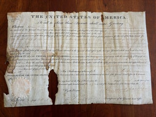 Item #101087 Andrew Jackson Signed Land Grant. Made to John Warns of Payne County Ohio, March 8,...