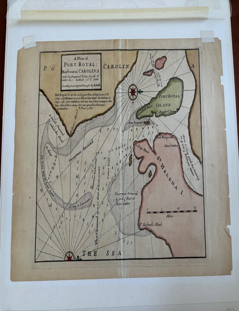 Item #101202 A Plan of Port Royal Harbour in Carolina with the Proposed Forts, Depth of water & c. Latitude 32-6 North. According to an Original Draught by H. Moll. Herman Moll.