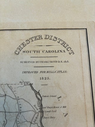 Original Vintage 1825 Map Chester District SOUTH CAROLINA from Mills Atlas