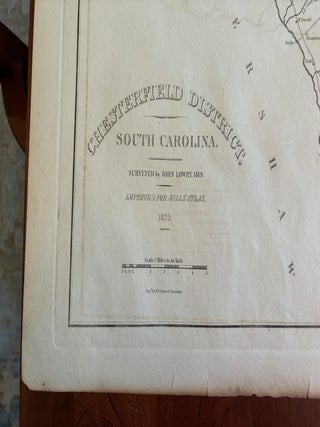 Original Vintage 1825 Map Chesterfield District SOUTH CAROLINA from Mills Atlas, Engraved by TANNER.