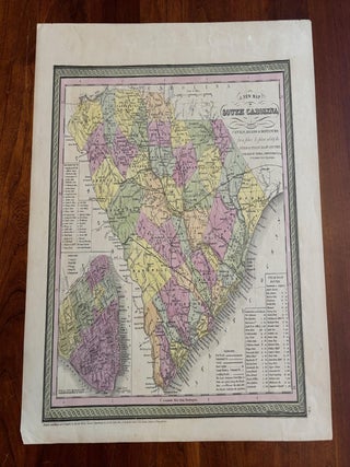 Item #101323 A New Map of South Carolina With Its Canals, Roads & Distances from place to place...